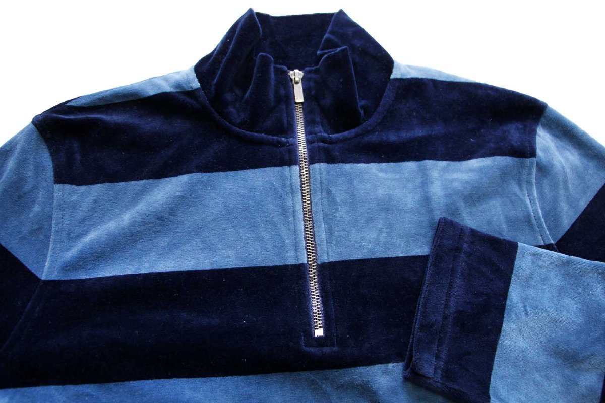 00s LAUREN ラルフローレン 太ボーダー ハイネック ハーフジップ