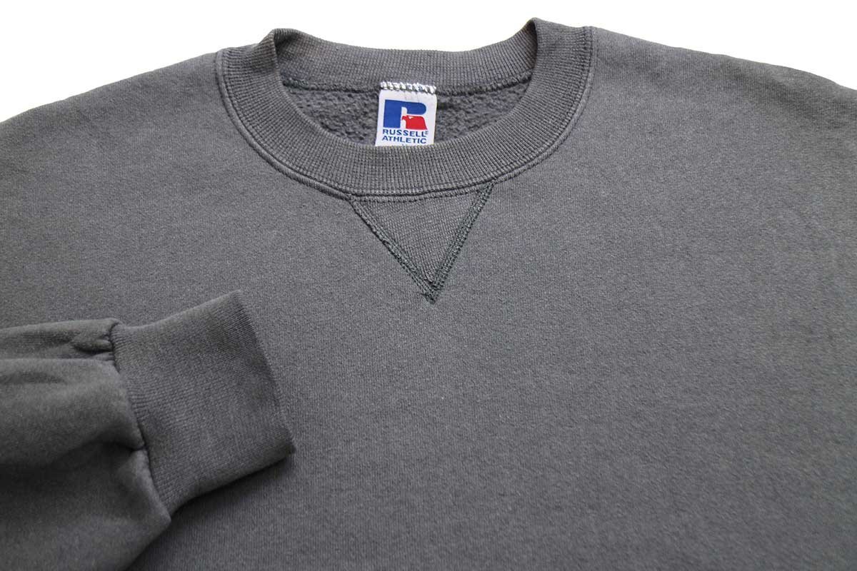 90s USA製 RUSSELLラッセル 無地 前V スウェット チャコールグレー M