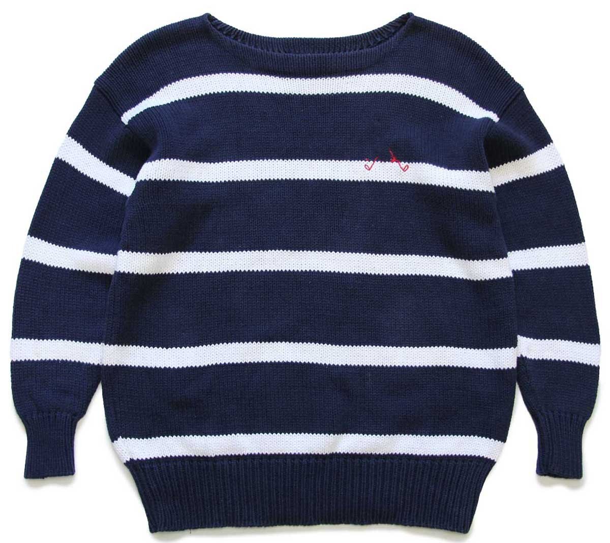 90s ラルフローレン ボーダー ボートネック コットンニット セーター