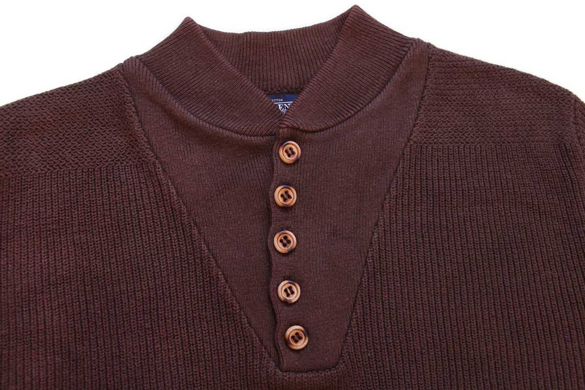 90s USA製 LANDS'ENDランズエンド 5ボタン ヘンリーネック コットン