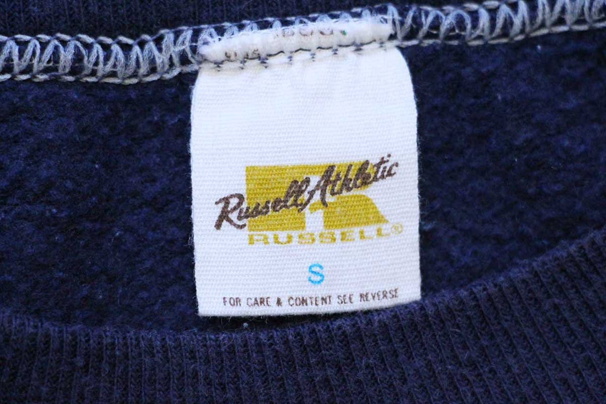 70s USA製 RUSSELLラッセル 無地 スウェット 紺 S☆ブランク