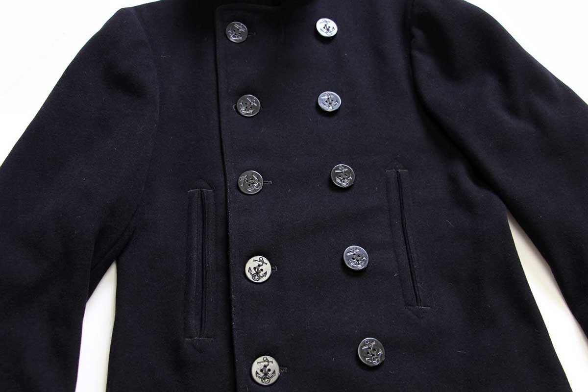 40s 米軍 U.S.NAVY NAVAL 10ボタン メルトン ウール ピーコート 濃紺