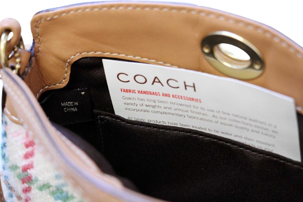00s COACH オールド コーチ チェック ツイード ウール×レザー 切り替え
