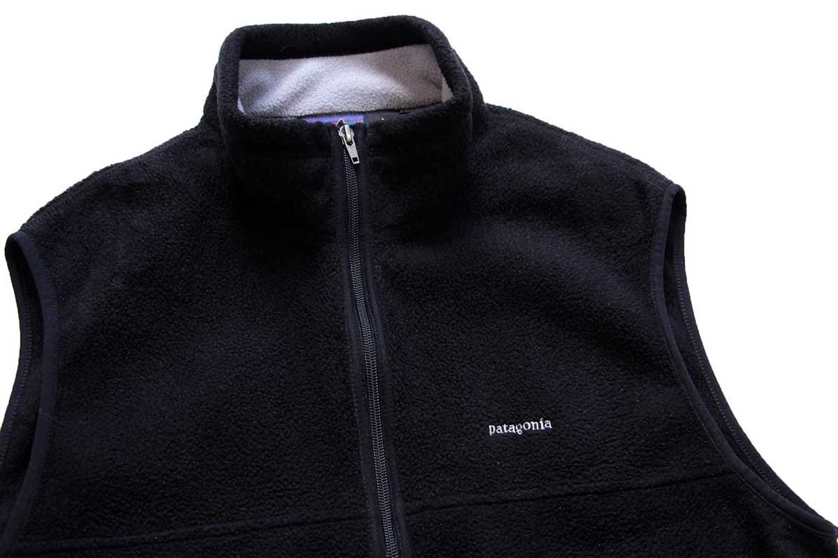 00s patagoniaパタゴニア ロゴ刺繍 シンチラ フリースベスト 黒 L