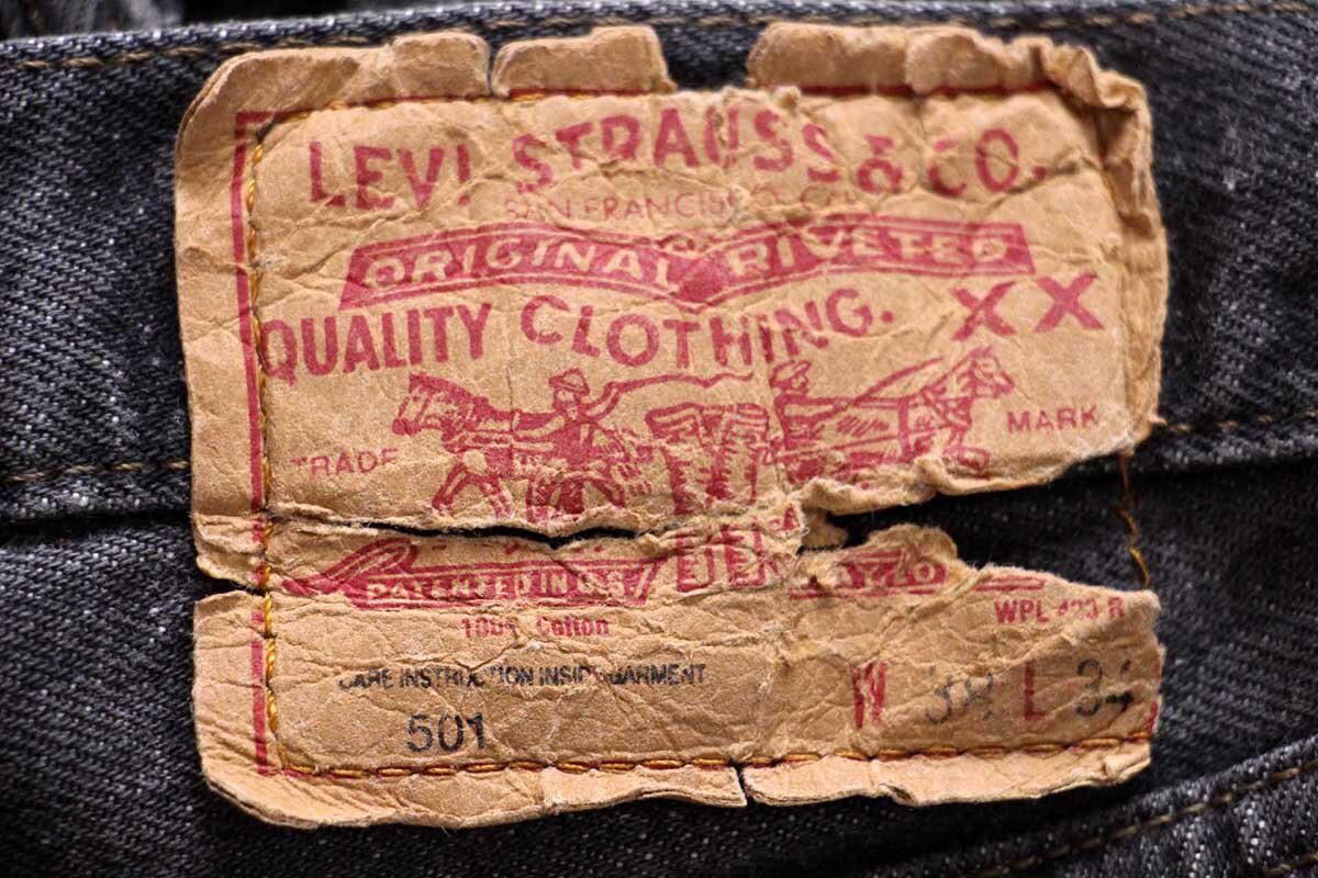 90s USA製 Levi'sリーバイス 501 先染め ブラック デニムパンツ w38
