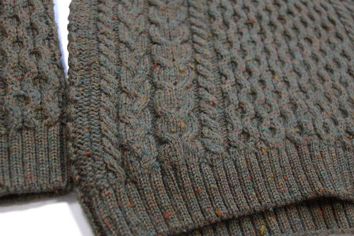 90s 英国製 LANDS'ENDランズエンド ケーブル編み ネップ入り ウール