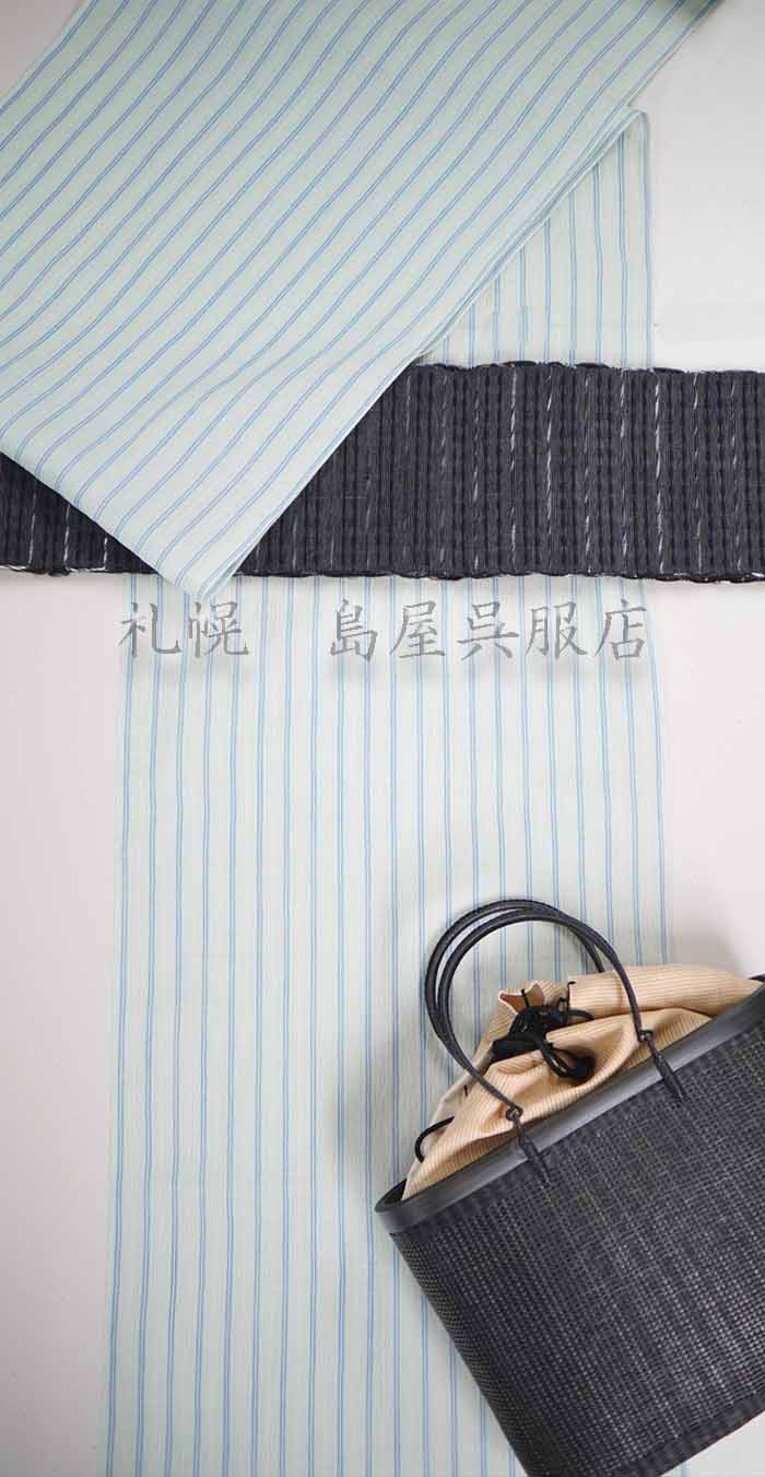 小千谷縮：白緑ストライプ