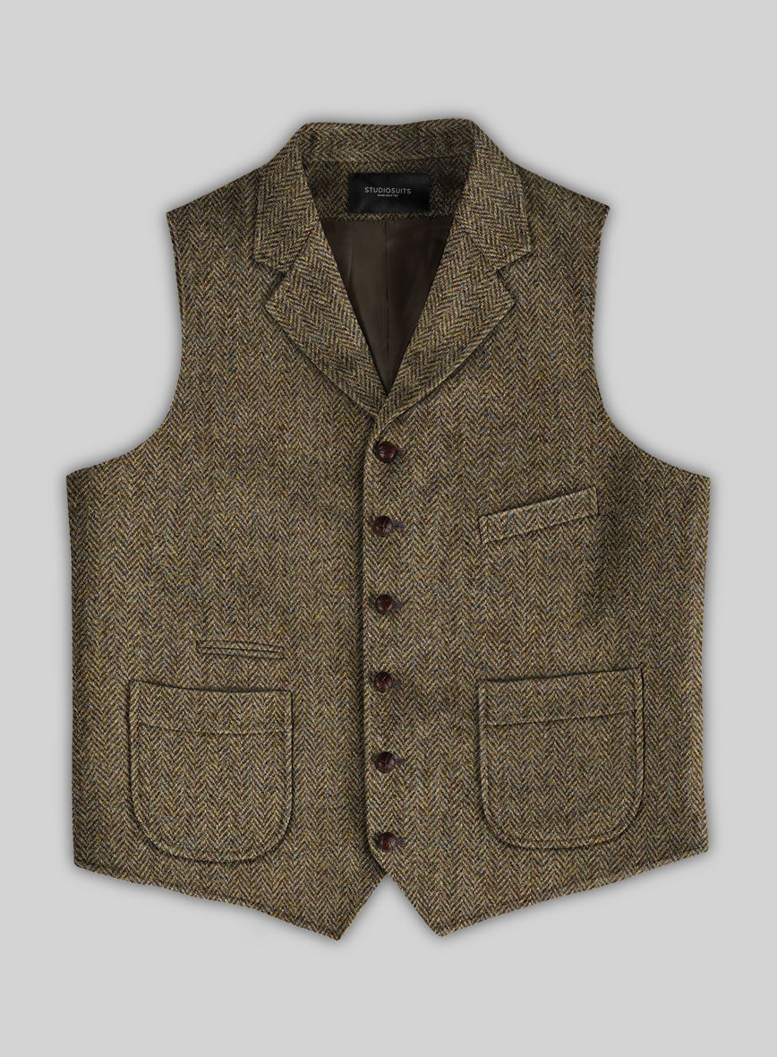 Harris Tweed Hebridean Brown Herringbone Hunting Vest – StudioSuits