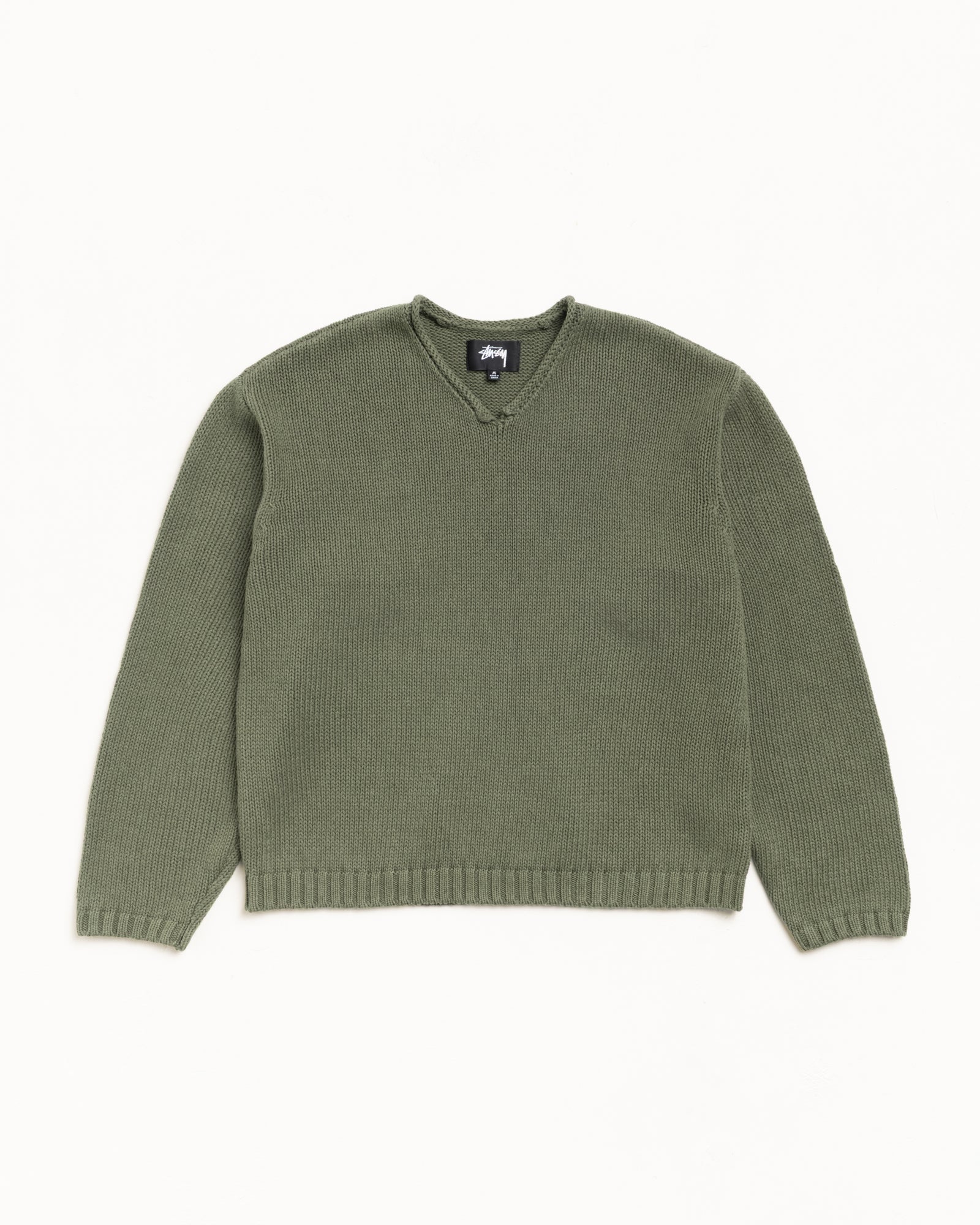 Roll V Neck Sweater – Olive | Tops & Knits | Stüssy