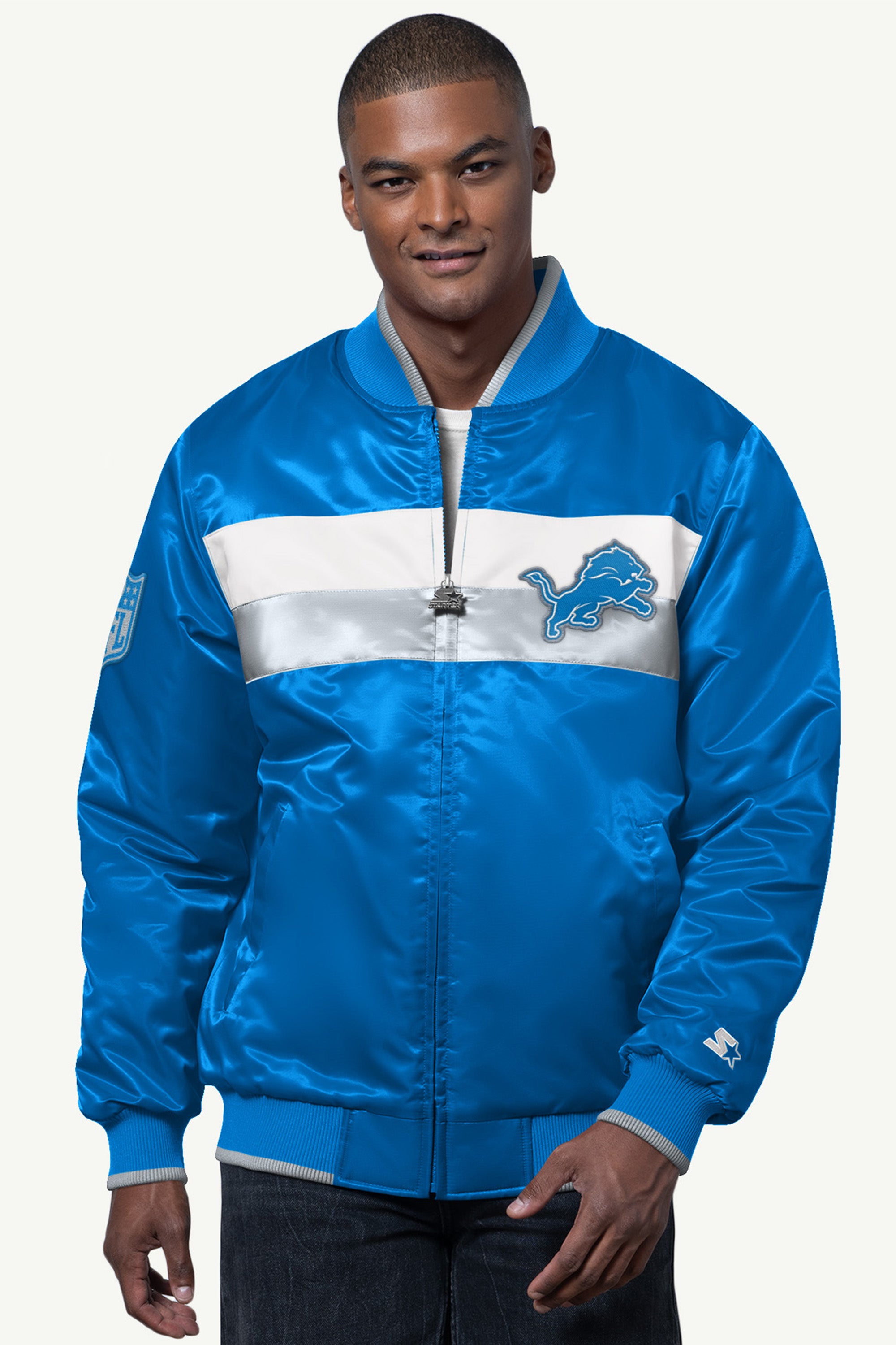 Mens Detroit Lions Ambassador Satin Varsity Jacket | NFL | Starter