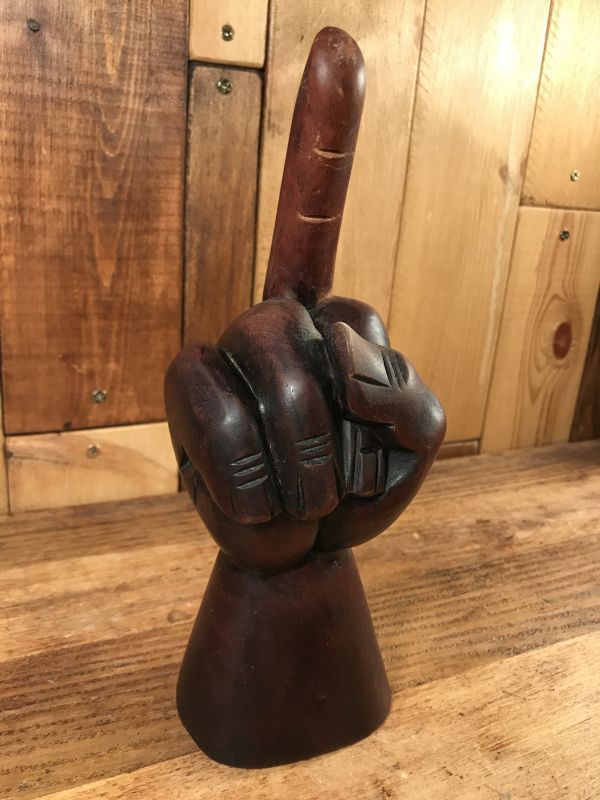 Middle Finger Fuck Sign Wooden Figurine ファックサイン ビンテージ