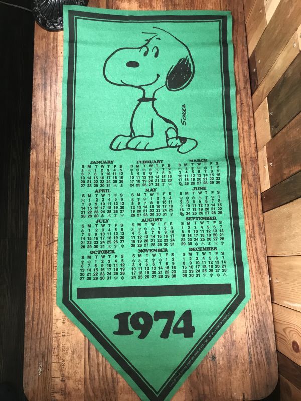 Peanuts Snoopy Calendar “1974” Felt Banner スヌーピー ビンテージ