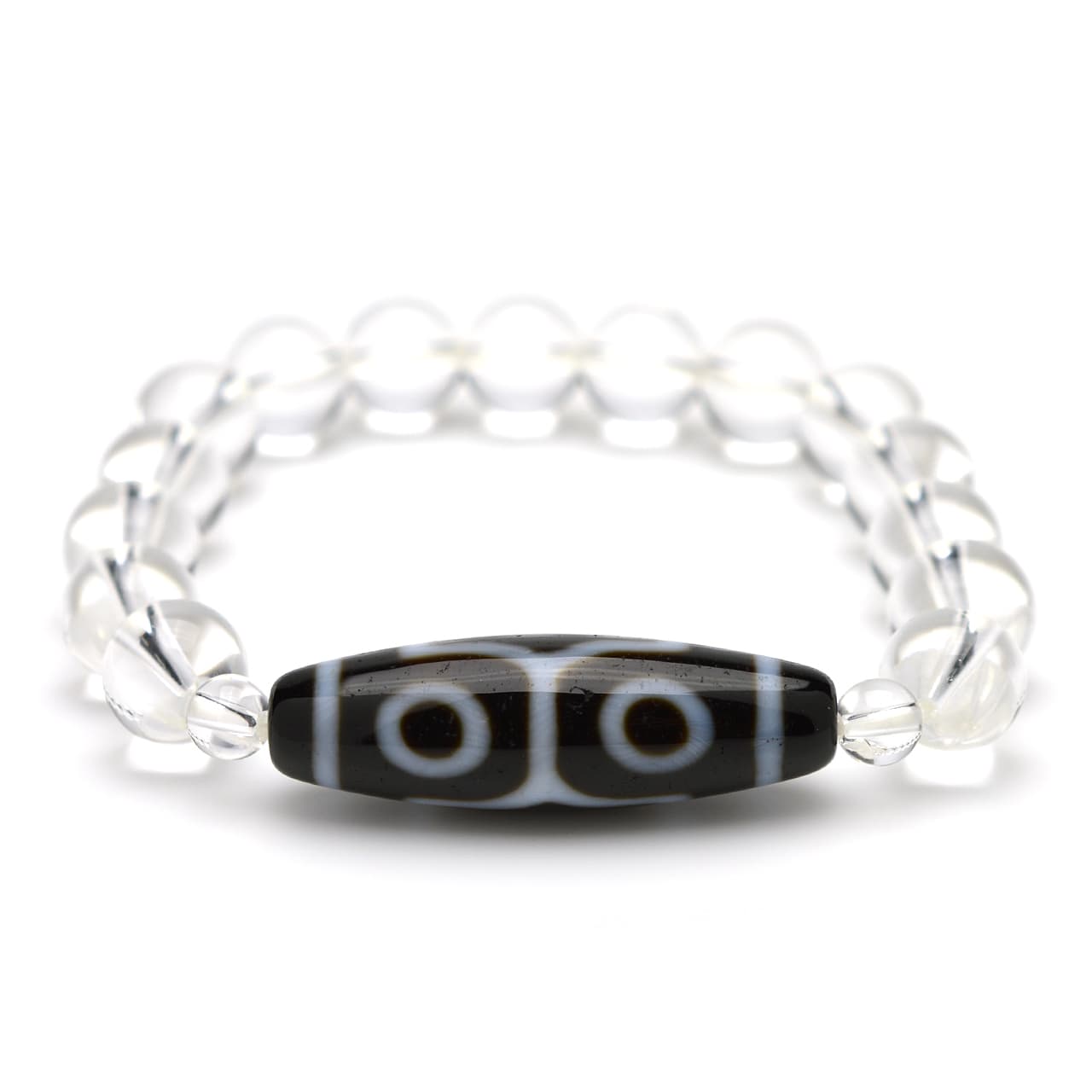 四眼天珠・水晶 - 10mm玉、サイズ15、17cm | 天然石ブレスレットのご