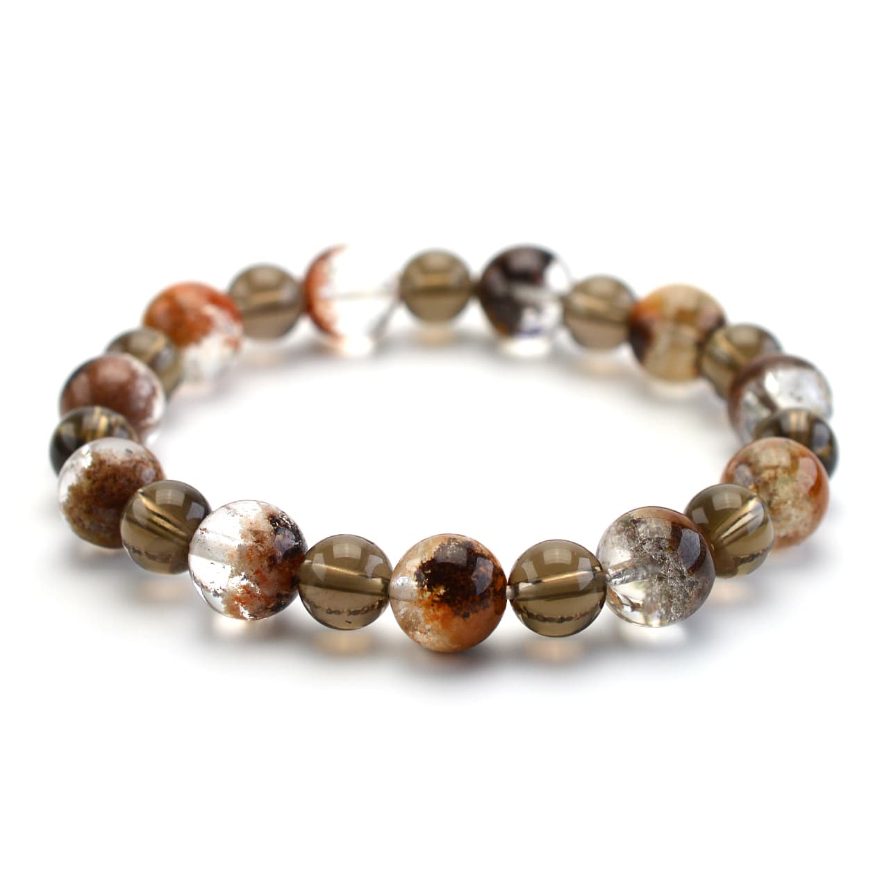 レッドガーデンクォーツ、スモーキークォーツ(茶水晶) - 10mm玉