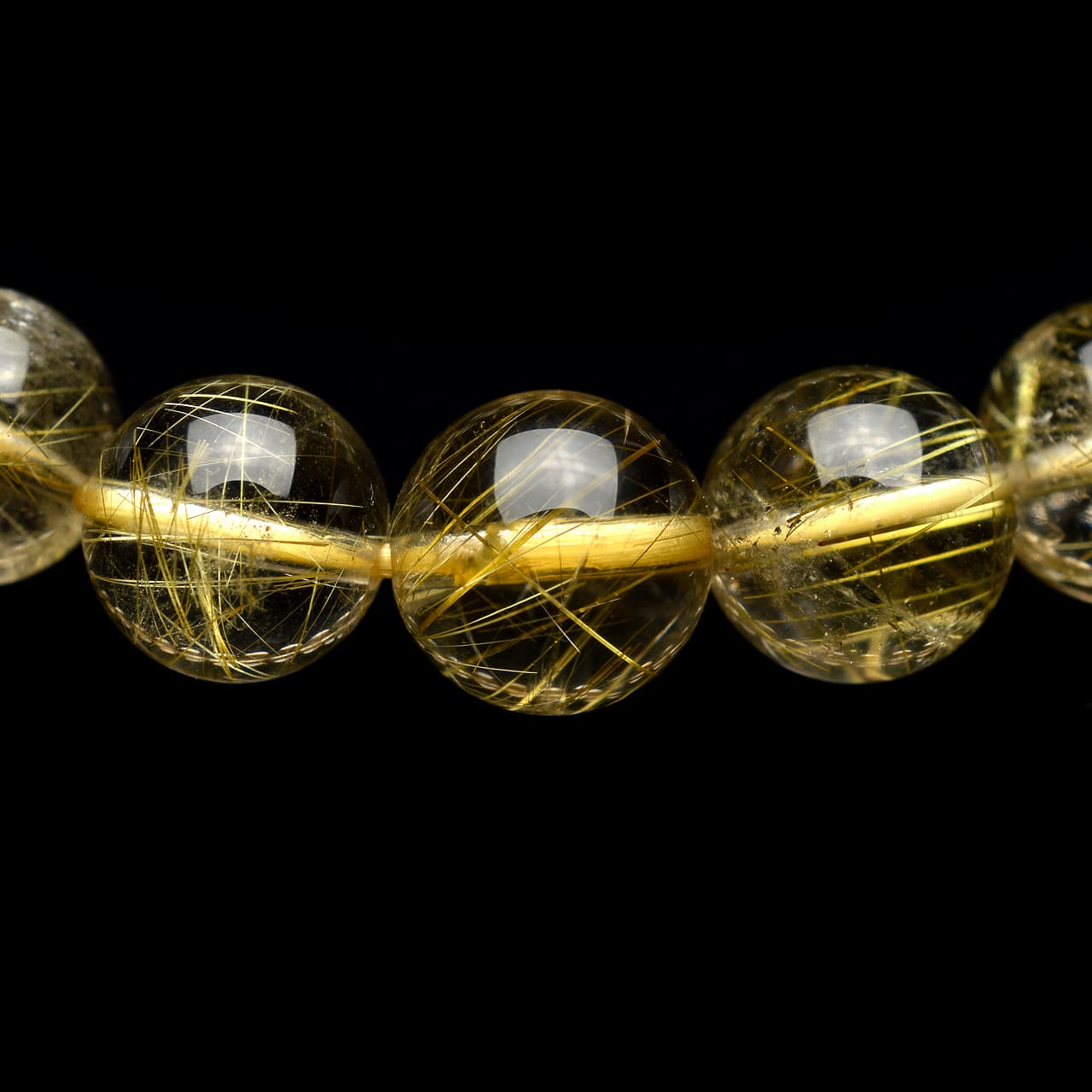 ゴールドルチルクォーツ - 10mm玉、サイズ17cm | 天然石ブレスレットの