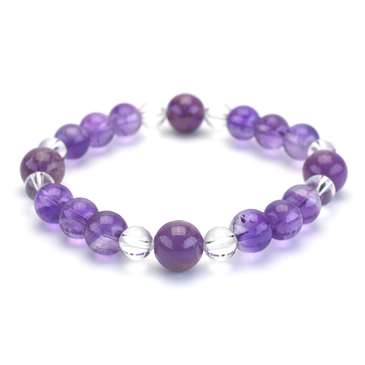 フォスフォシデライト、ラベンダーアメジスト(紫水晶)、水晶 - 9mm玉