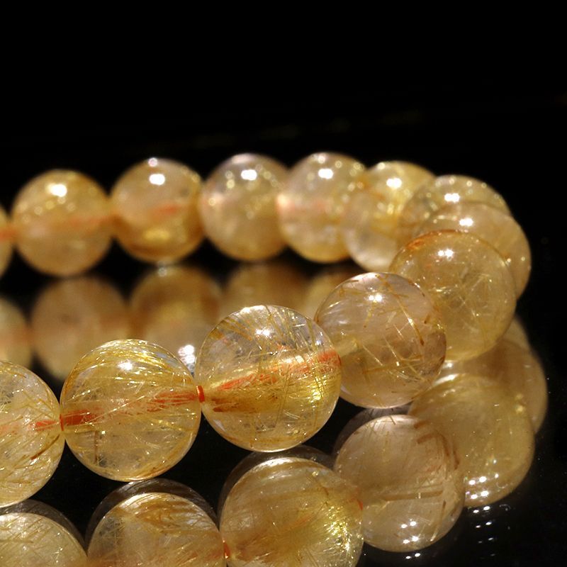 ブレス ルチルクォーツ＜ブラジル産＞ 丸 約8.5mm 金運 財運