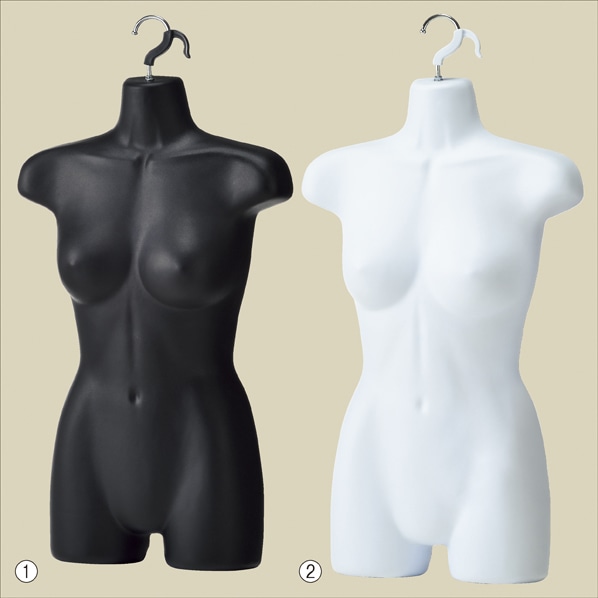 婦人前面ハーフトルソー(つや消しタイプ)〔ストエキオリジナル〕 腕無し 黒