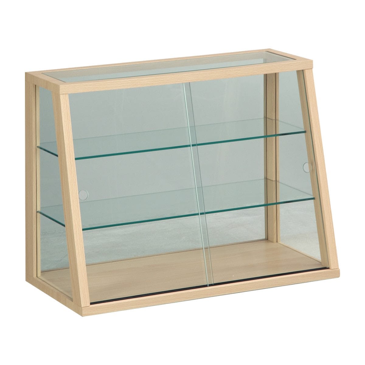 リブ ミニ木製ガラスショーケース ブラウン