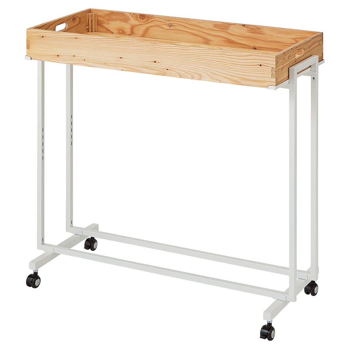 木製トレー付きワゴン ホワイト〔ストエキオリジナル〕 ナチュラル