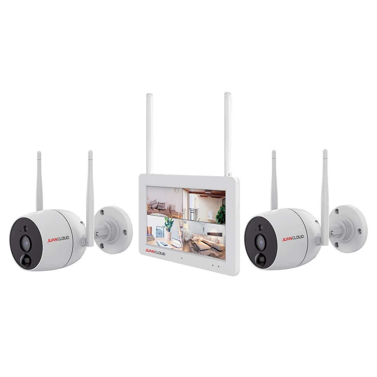 ワイヤレス防犯カメラ モニター＆IPカメラ2台セット モニター＆IP