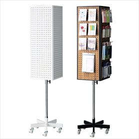 4面回転有孔ボード什器〔ストエキオリジナル〕 ホワイト