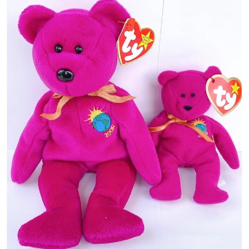 クマぬいぐるみ 赤紫カラー Tyビーニーズベイビーズ&ティニー