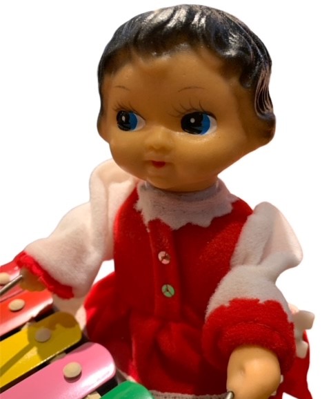 LITTLE PERFORMER ゼンマイ式鉄琴ブリキ 昭和おもちゃ 女の子 お人形