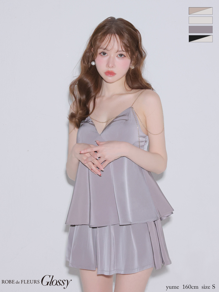 即日発送】XSサイズあり【Glossy/グロッシー】チェーン/ サテン