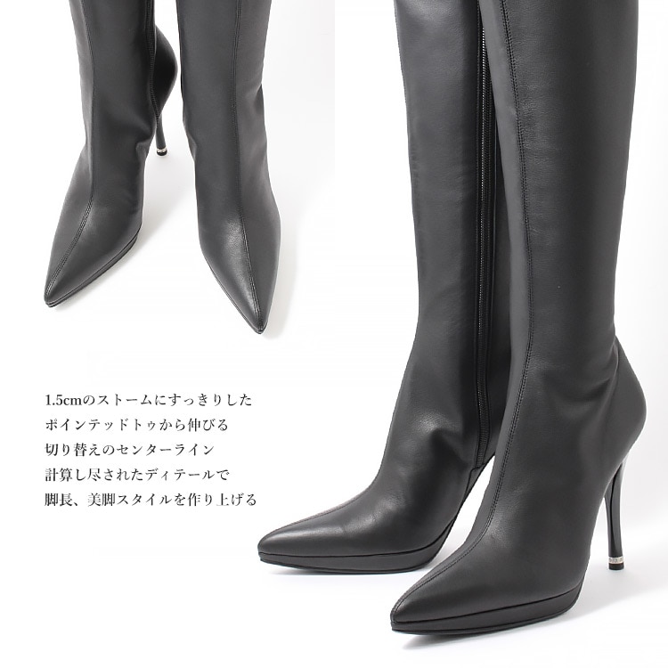 COMEX】 2color/ 11cmヒール/ ニーハイブーツ/ フルジップ/ ライブ