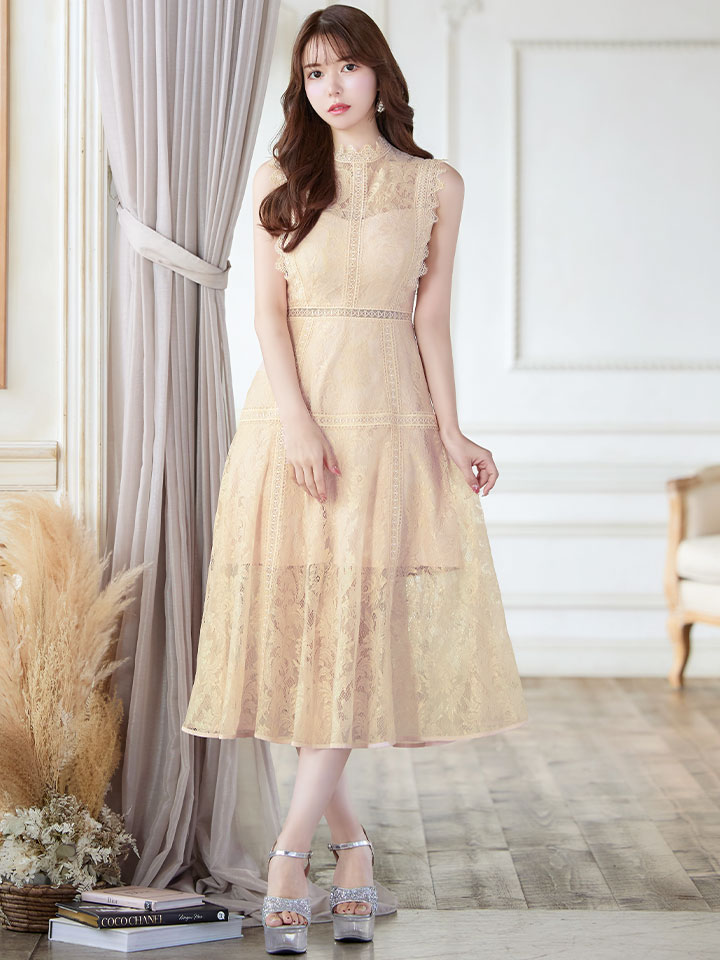 XS-Lサイズあり【ERUKEI エルケイ】フラワーレース/ Aライン/ ミモレ丈