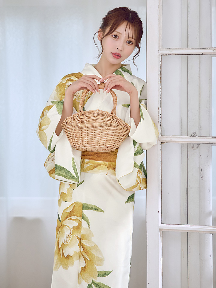 大正ロマン×和モダン水彩牡丹浴衣【浴衣3点セット 浴衣/帯/下駄