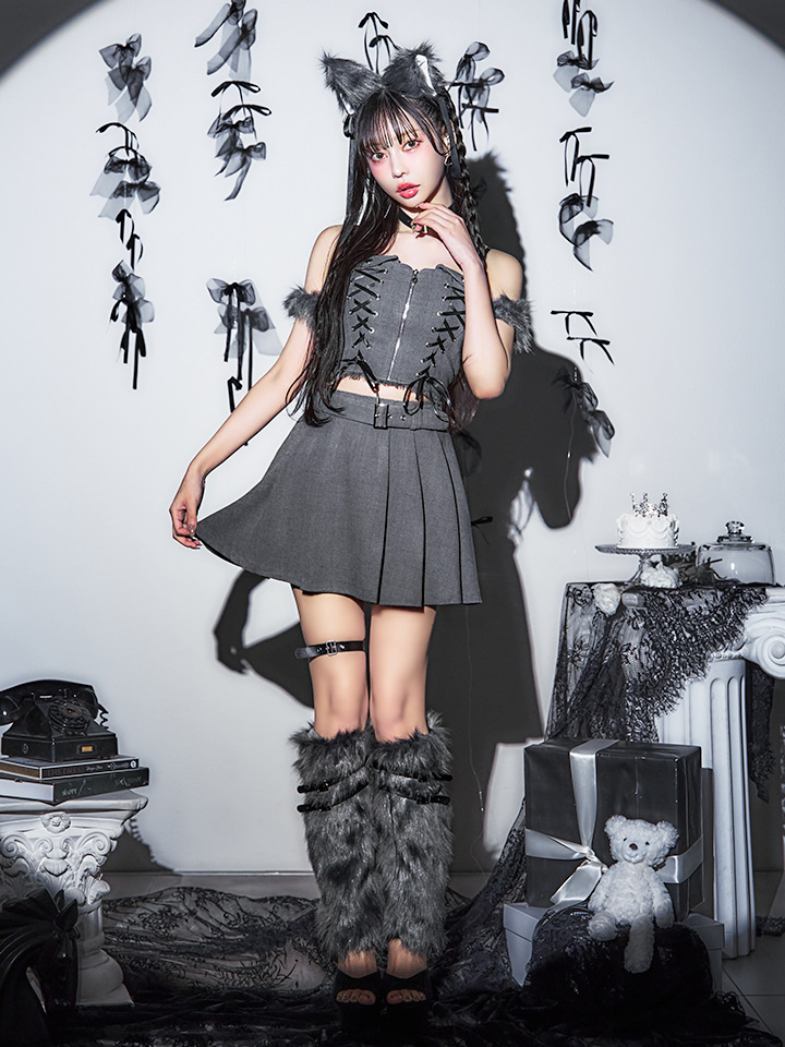 ハロウィン】レースアップオオカミセットアップ 【コスプレ8点セット