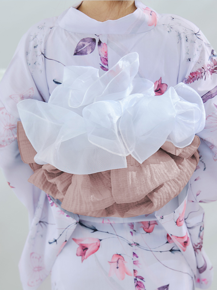 即日発送】【Riuコラボ】ボタニカルフラワーと蝶々の浴衣【浴衣3点