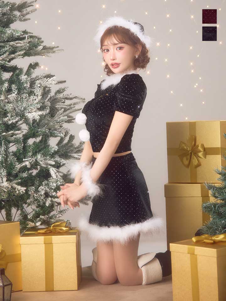 送料無料！】【サンタ】パフスリーブストーンセットアップサンタ