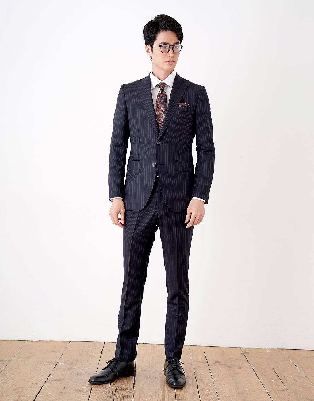 SB02NS ダークネイビー・ピンストライプ サブスク【初回スーツ登録