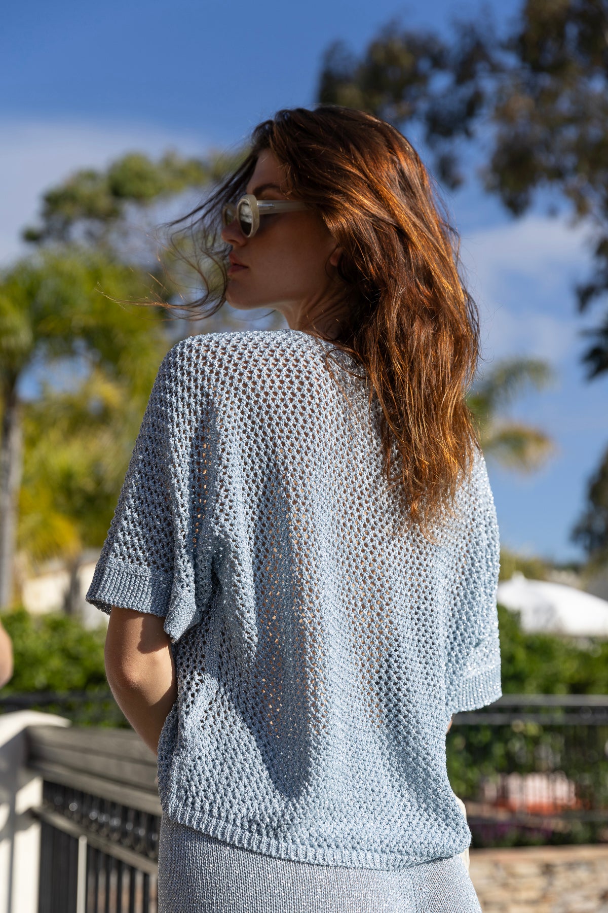 Leo Crochet Lurex Top Blue – Sunday St Tropez