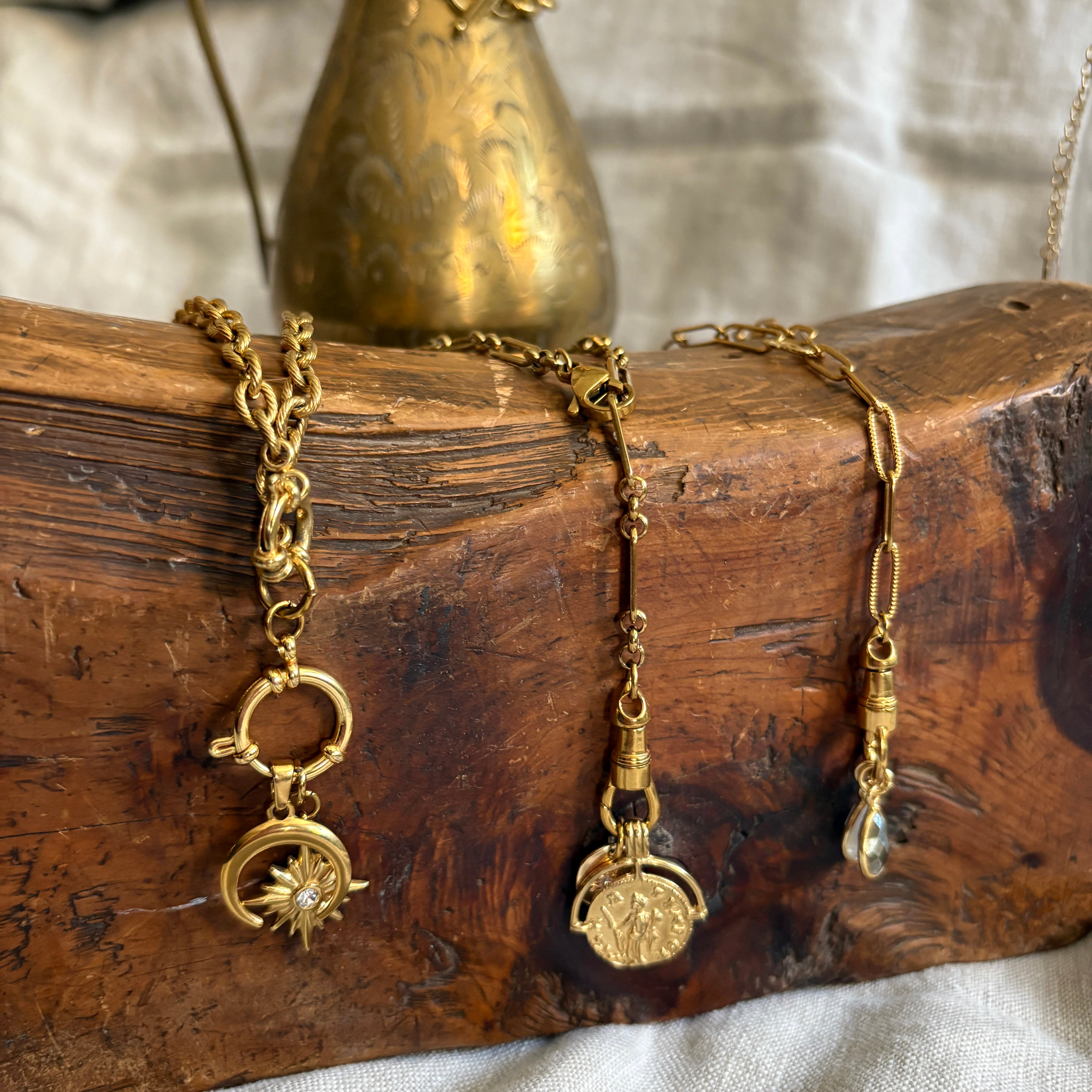 NK-671 | Celestial Double Mariner Clasp Necklace - Sunday Girl by