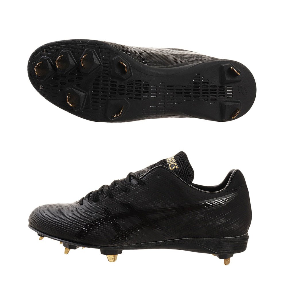 アシックス（ASICS）（メンズ）野球スパイク 黒 金具 一般 ゴールド