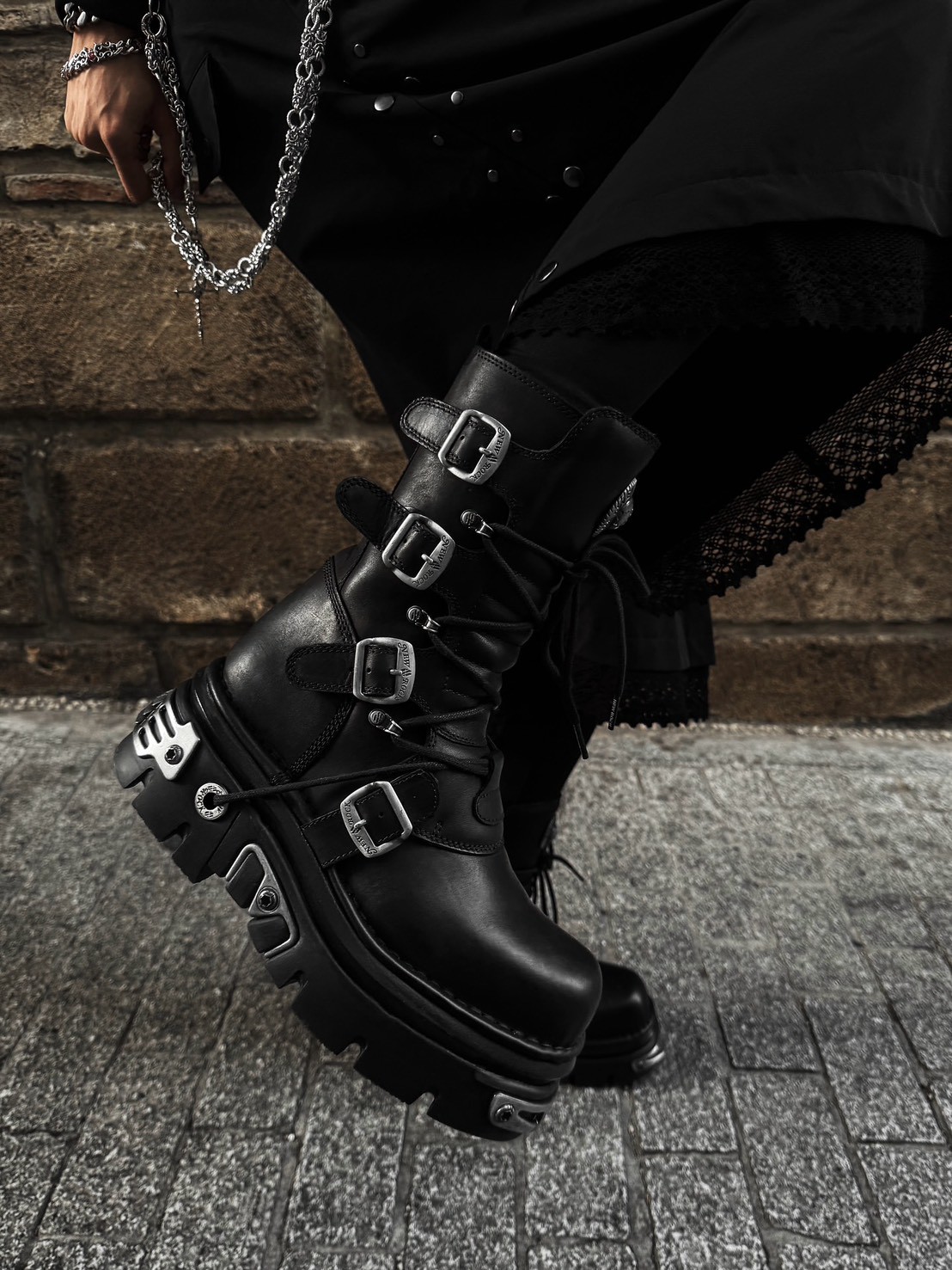 取り寄せ]M-373-S4 / プレート / 厚底ブーツ / 本革【NEW ROCK