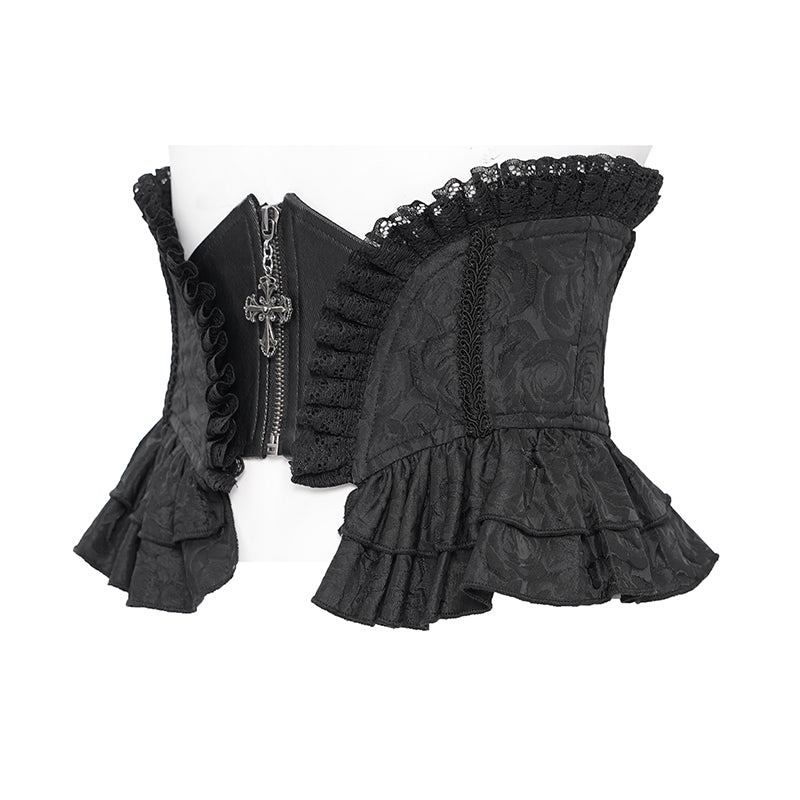 Gothic rose zipper jacquard corset / コルセットベルト【Devil