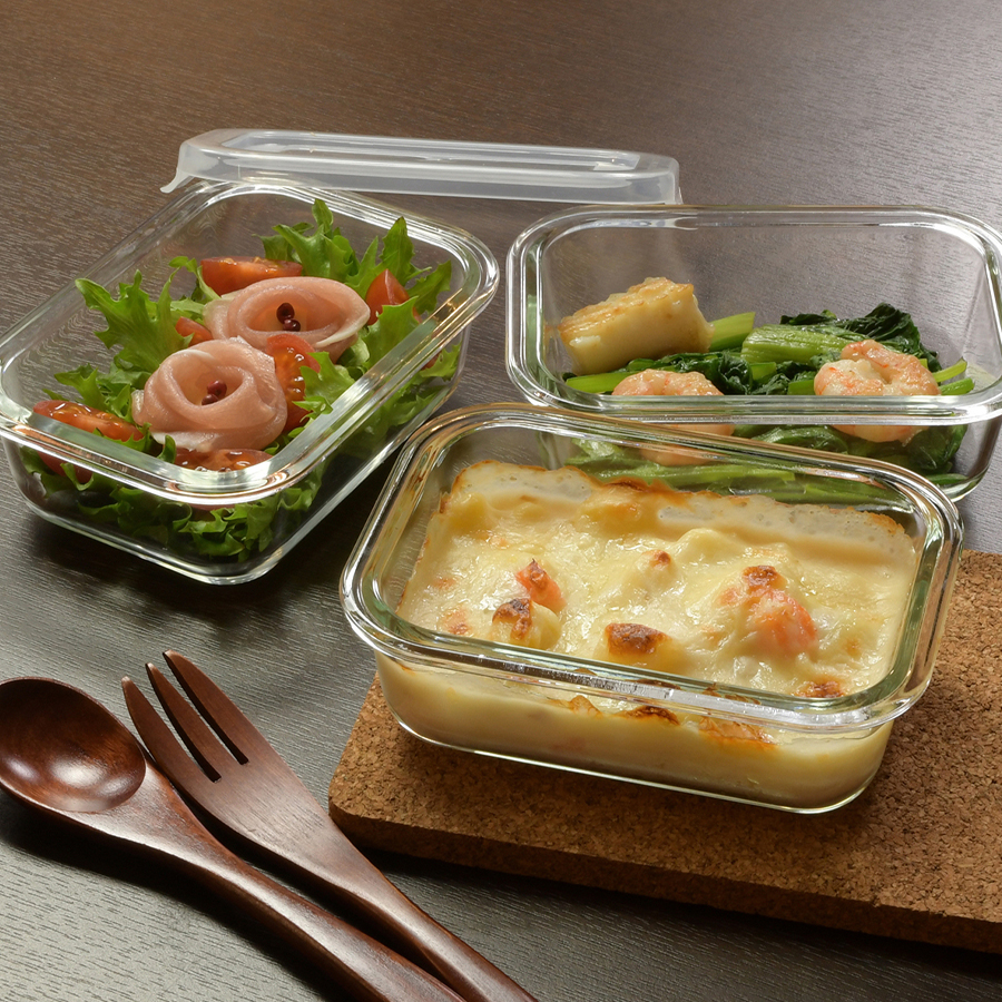 ルシェル 耐熱保存容器3個セット(350ml③) HB-6466