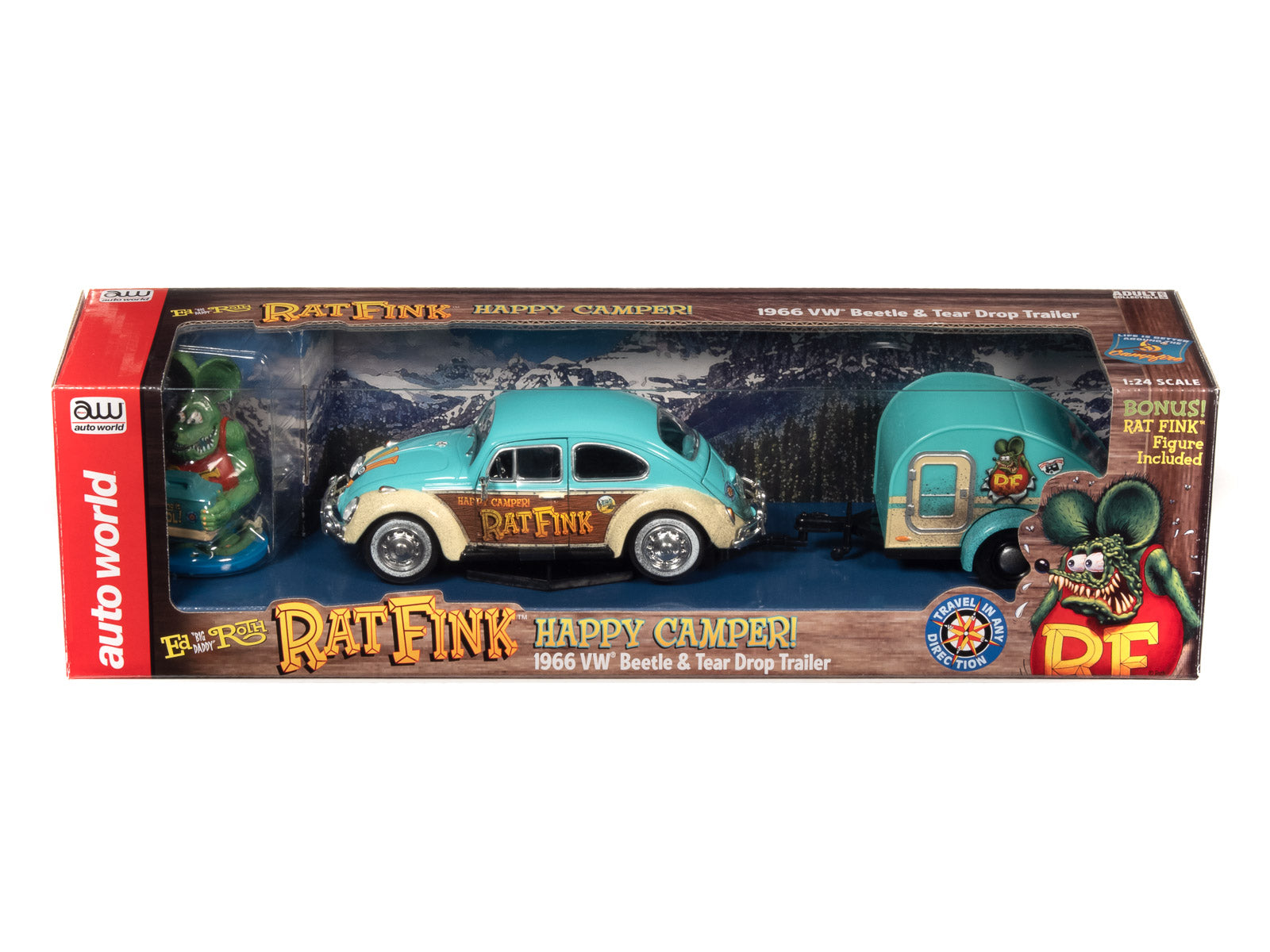 Auto World 1/24 Rat Fink Happy Camper 66 VW Beelte Trailer AW24017