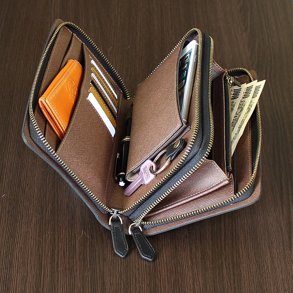 CIENCIA[シエンシア]スペインレザー ダブルZIPクラッチウォレット
