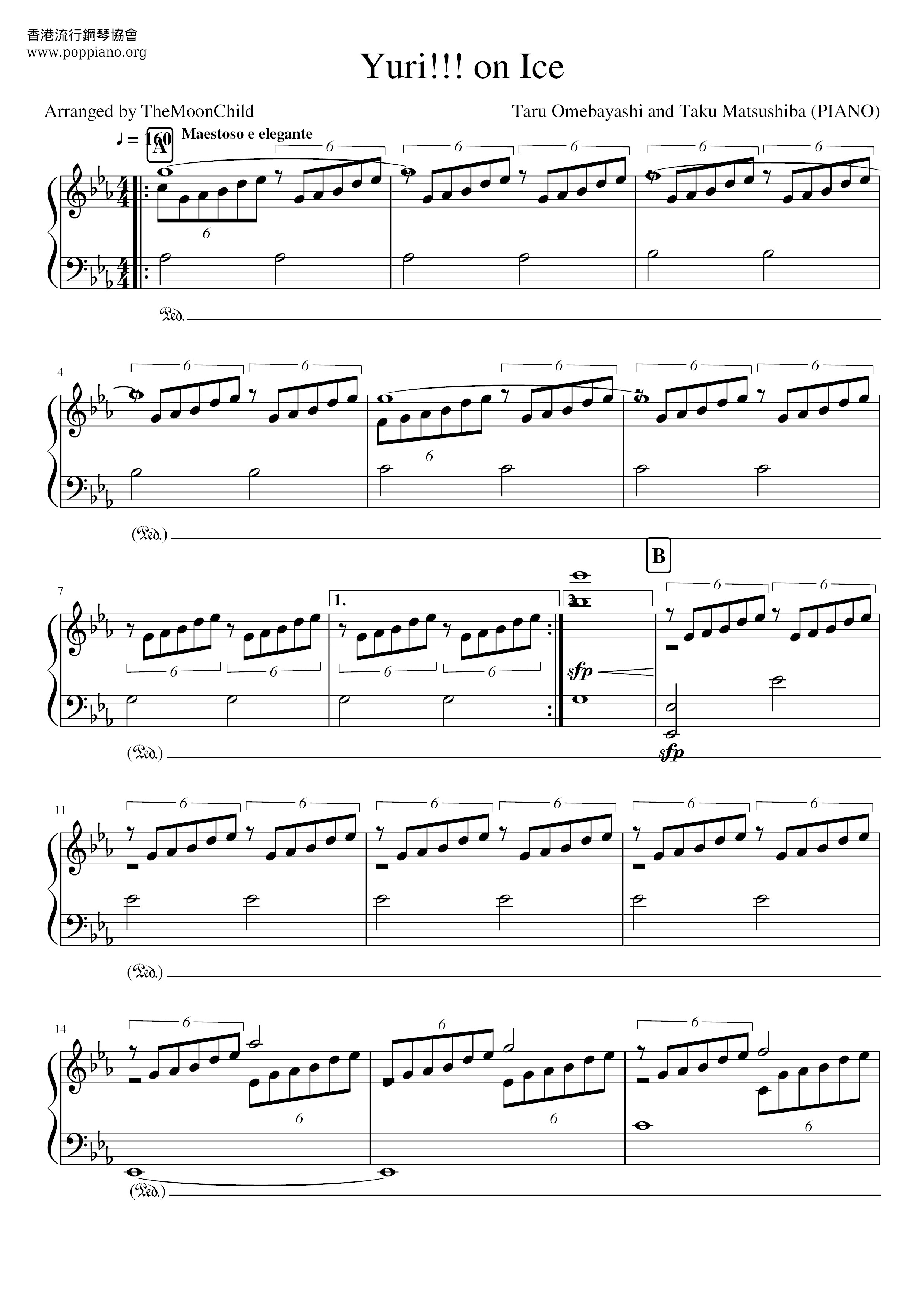 ☆ Yuri On Ice ( 楽譜) - PDF無料ピアノ譜 gakufu | POPPIANO.ORG ☆
