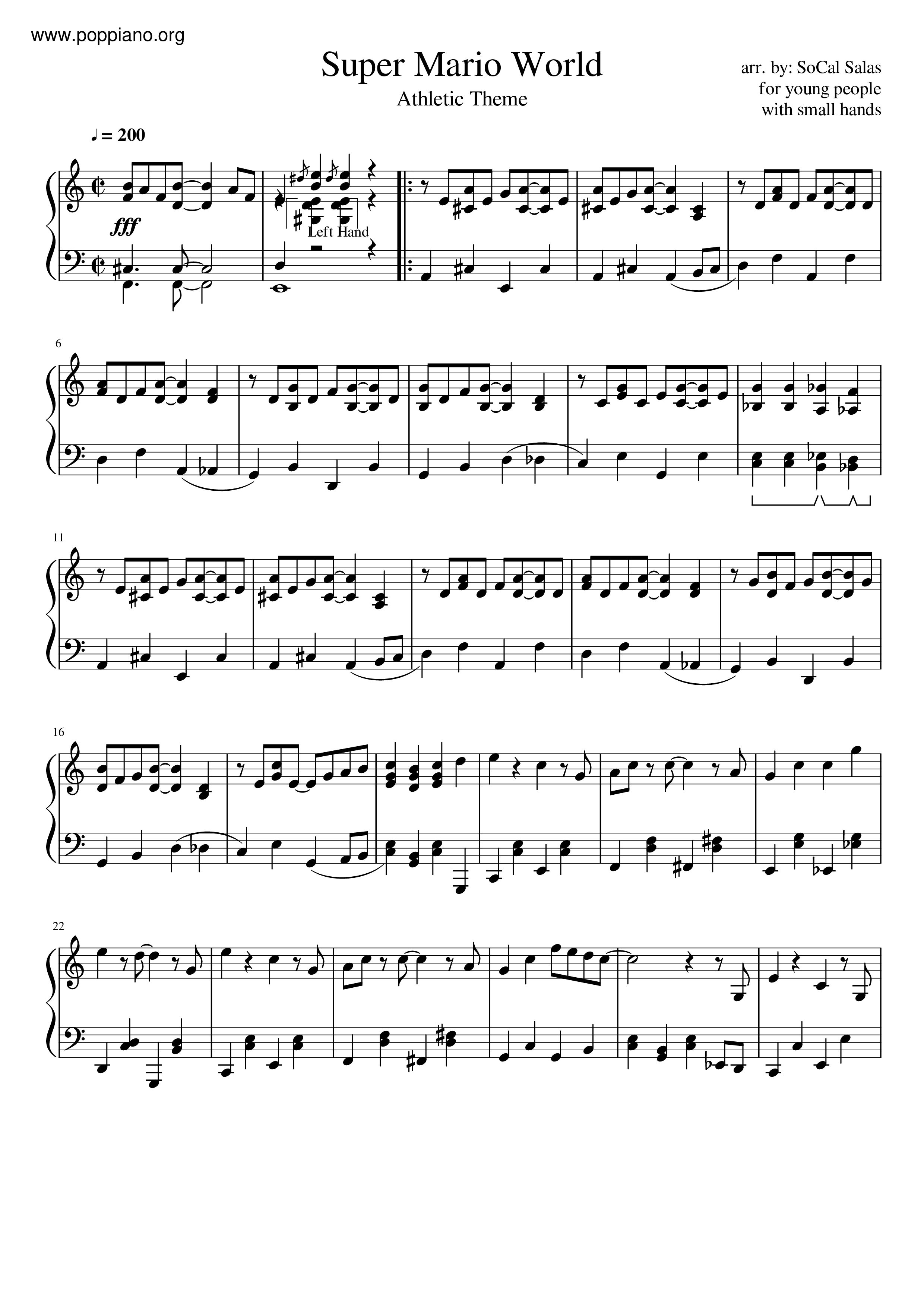 ☆電玩歌 - スーパーマリオワールド - アスレチック 악보 ピアノ譜pdf