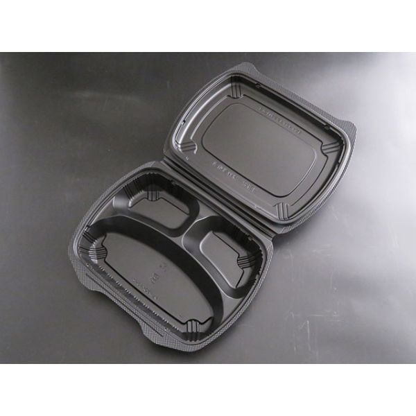 弁当容器 バイオデリカ シェルBOX80-2 黒 リスパック | テイクアウト