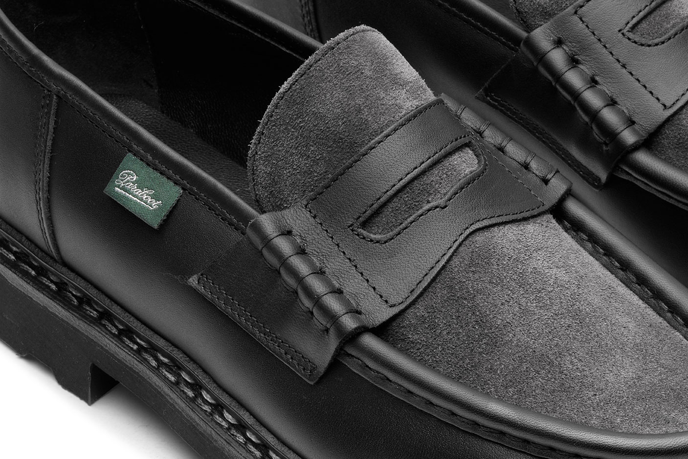 REIMS/MARCHE NOIRE-LISSE NOIR ET VELOURS ANTHRACITE | Paraboot