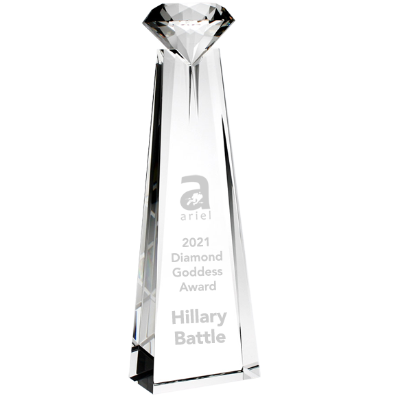 Diamond Goddess Crystal Award | Engraved Glass Diamond Tower