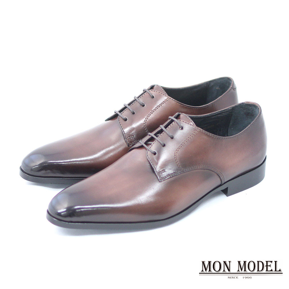 MON MODEL（モンモデル）本革 プレーントゥ ビジネスシューズ 手染め